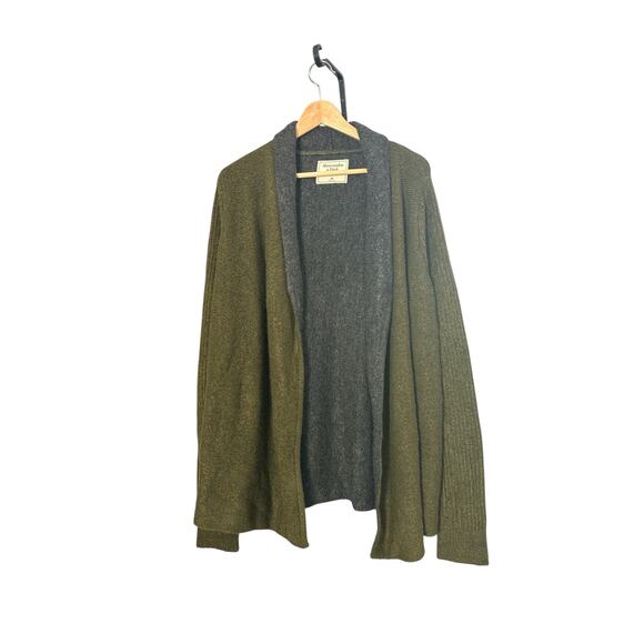 Abercrombie &‎ Fitch Shawl Collar Cardigan Sweater Olive Green Size Medium - Picture 7 of 8